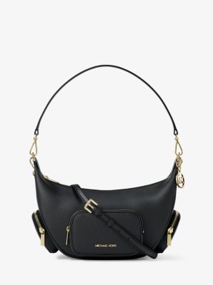 Merritt Medium Pebbled Leather Convertible Shoulder Bag in BLACK | Michael Kors