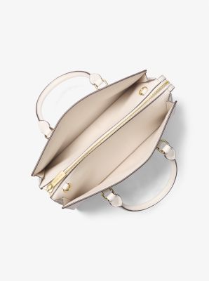 Sheila Medium Heart Embroidered Satchel in LT CREAM | Michael Kors