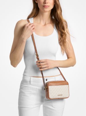 Jet Set Small Signature Logo Camera Crossbody Bag in VANILLA | Michael Kors