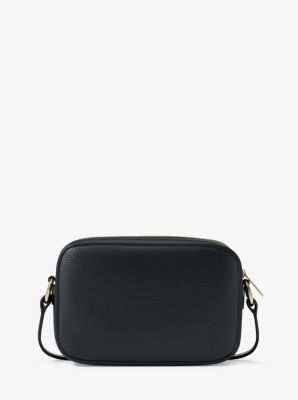 Jet Set Small Pebbled Leather Camera Crossbody Bag in BLACK | Michael Kors