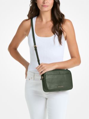 Jet Set Pebbled Leather Camera Crossbody Bag in MOSS | Michael Kors