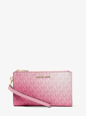 Jet Set Large Ombr&eacute; Signature Logo Wristlet in CARNATION | Michael Kors