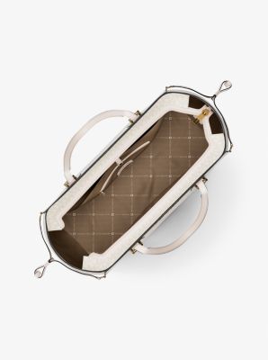 Voyager Large Signature Logo Top-Zip Tote Bag in LT CRM MULTI | Michael Kors