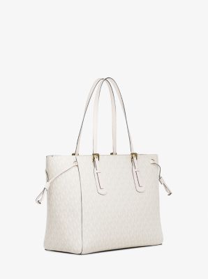 Voyager Large Signature Logo Top-Zip Tote Bag in LT CRM MULTI | Michael Kors