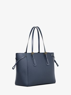 Bolso tote Voyager grande de piel saffiano in AZUL MARINO | Michael Kors