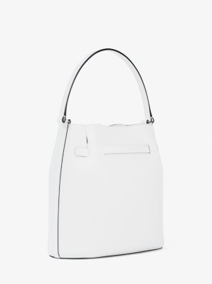 Carson Medium Pebbled Leather Convertible Bucket Crossbody Bag in OPTIC WHITE | Michael Kors