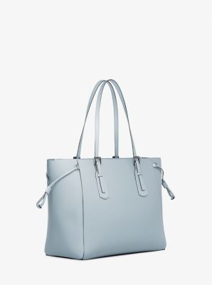 Voyager Large Saffiano Leather Tote Bag in PALE OCEAN | Michael Kors