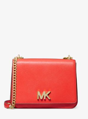 Michael michael kors mott large 2025 logo and leather shoulder bag