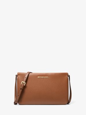 MK Jet Set Large Pebbled Leather Crossbody Bag - Brown - Michael Kors