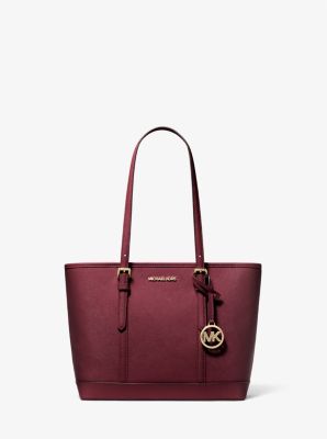 Petit sac fourre-tout Jet Set Travel en cuir Saffiano à fermeture éclair au-dessus