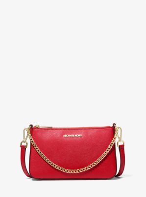 Michael Kors Women's Jet Set Large Saffiano Leather Crossbody Bag - Red - Shoulder Bags