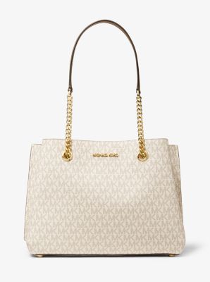 Michael Kors Teagen Large Jet Set Chain Tote Vanilla MK Signature