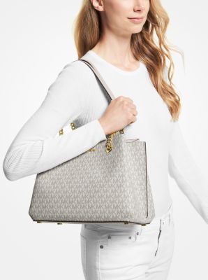 Large white outlet shoulder bag