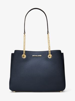 Michael Kors navy blue pebbled leather large shoulder bag