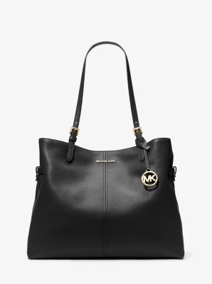 michael kors black leather tote bag