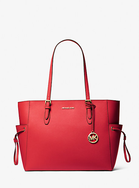 Shop Michael Kors Gilly Large Saffiano Leather Tote Bag In Red