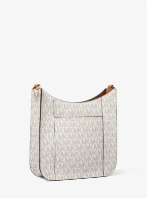 Michael Kors Briley Small Messenger Crossbody Bag in Vanilla Signature Logo  Print and Leather Trim - Women's Sling Bag