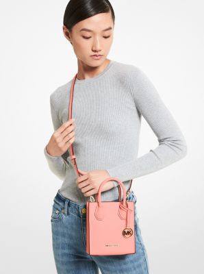 Michael Kors Womens Jet Set Travel Extra-Small Embossed Pebbled Leather  Tote Bag In Sherbert 