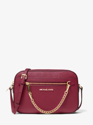 Michael Kors Women's Jet Set Large Saffiano Leather Crossbody Bag - Red - Shoulder Bags