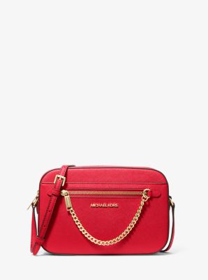 Michael Kors Women's Jet Set Large Saffiano Leather Crossbody Bag - Red - Shoulder Bags