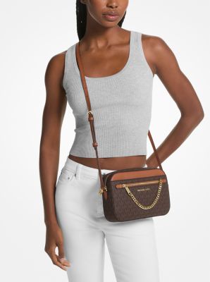 Michael Kors Jet Set Logo Crossbody Bag Brown Compact Stylish