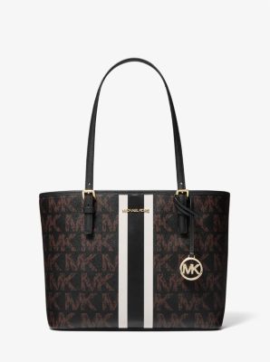 Michael Kors Jet Set Travel Medium Carryall Tote Graphic Mk Black