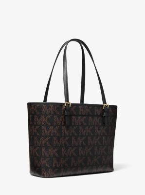 Michael Kors Jet Set Travel Extra Small Logo Top Zip Tote Bag Color Black  Combo 