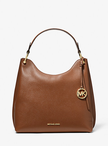 Michael Kors Joan Large Pebbled Leather Shoulder Bag In Brown | ModeSens