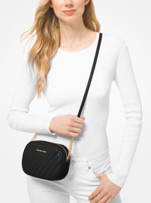 Michael Kors Small Rose Quilted Leather Shoulder Flap Bag Black: Handbags