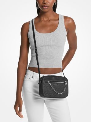 Michael Kors Jet Set Leather Cross-Body Bag in Gray