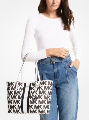 MICHAEL KORS 35S1STVT2B JET SET TRAVEL MEDIUM LOGO STRIPE TOTE BAG