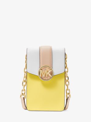 Michael Kors Small Tri-color Saffiano Leather Smartphone Crossbody Bag In  Yellow