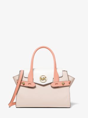 Carmen Medium Color-Block Faux Saffiano Leather Belted Satchel | Michael  Kors