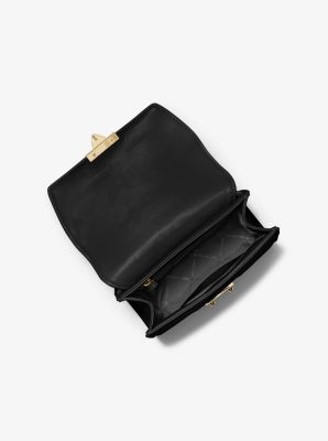 NWT Michael Kors Serena Small Flap Vegan Crossbody Bag In Black