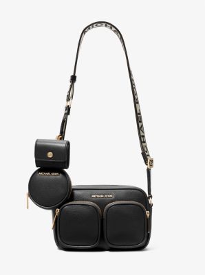 Mirella Small Logo Embossed Pebbled Leather Crossbody Bag