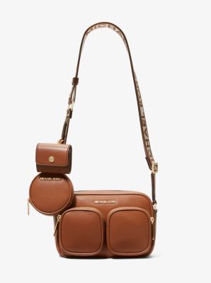 Michael Kors Outlet Jet Set Medium Leather Crossbody Bag with Case for Apple AirPods Pro in Brown - One Size - Mk Purse