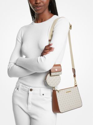 Michael Kors Jet Set Medium Logo and Leather Crossbody Bag with Case for Apple  Airpods Pro®