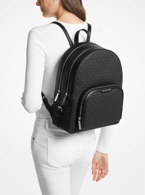 Michael Kors Jaycee Large Backpack Logo Signature MK Black