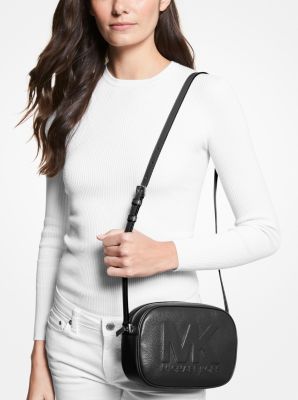 Michael Kors Jet Set Travel Pebbled Leather Crossbody- Black