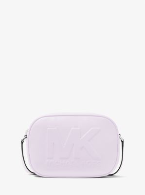 Jet Set Travel Medium Logo Embossed Pebbled Leather Crossbody Bag