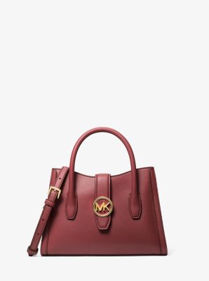 Mirella Small Logo Embossed Pebbled Leather Crossbody Bag