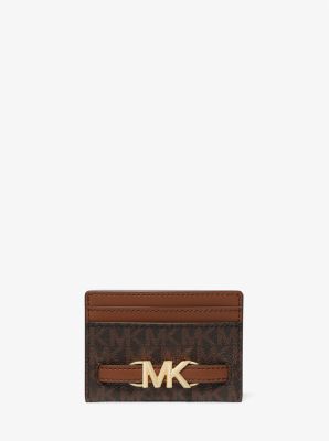 Michael Kors Reed Large Card Holder Wallet Brown Mk Signature Logo