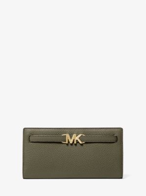 Michael Kors Jet Set Travel Large 2 In 1 Card Case and Wristlet Clutch MK  Signature (Palmetto Green)