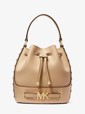 Reed Medium Studded Pebbled Leather Bucket Bag Michael Kors