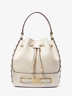 MICHAEL KORS REED SMALL SATCHEL SHOULDER HANDBAG BELTED PURSE CROSSBODY LT  Cream