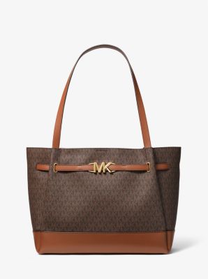 Michael Kors Women's Charlotte Medium 2-in-1 Saffiano Leather and Logo Tote Bag - Natural - Satchels