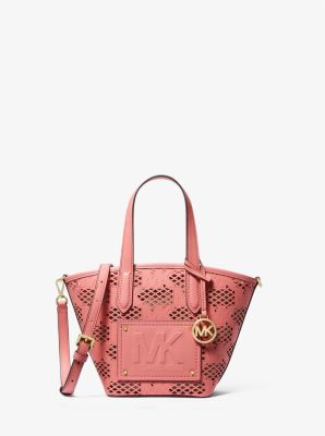 Michael Kors Red Faux Leather Perforated front Pocket Backpack Michael Kors