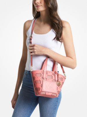 Michael Kors Mirella Small Logo Jacquard Crossbody Bag in Tea Rose: Handbags