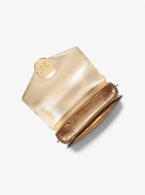 Michael Kors Chain Logo Gold Convertible Black Shoulder Bag