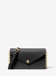Small Saffiano Leather Envelope Crossbody Bag - BLACK - 35S3GTVC5L